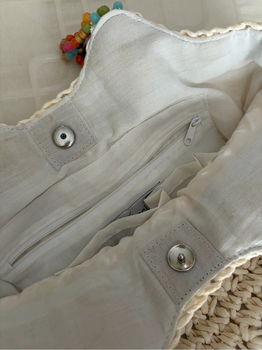 Vintage Cream Cappelli
Straworld, Inc. Crochet Tote with Colourful Beaded Handle - Picture 9 of 11